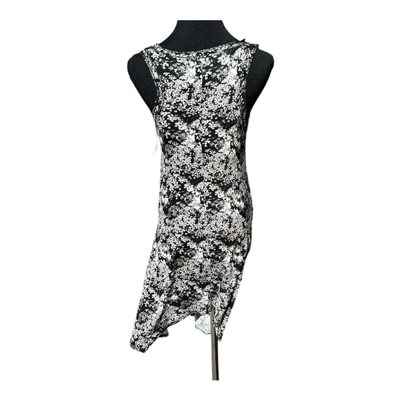 NWT Rene Rofe lounge dress with front pockets black/white size S - Picture 2 of 4